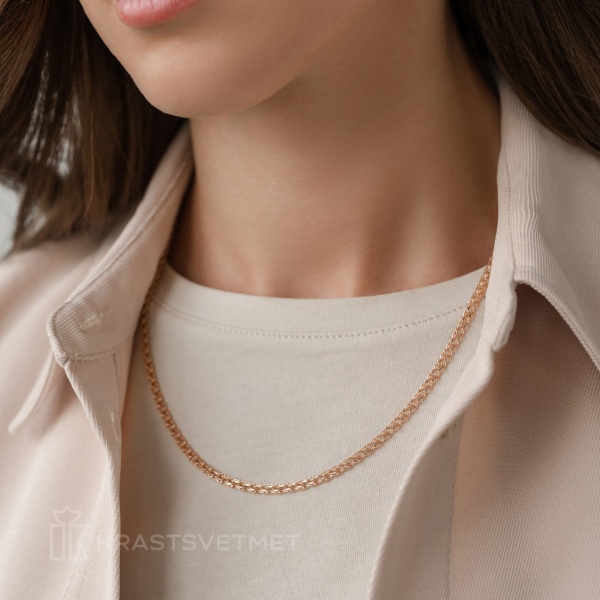 Цепь из красного золота 585, плетение «Гарибальди»